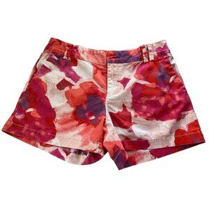 LOFT Ann Taylor Linen and Cotton Floral Watercolor Effect Shorts Size 6
